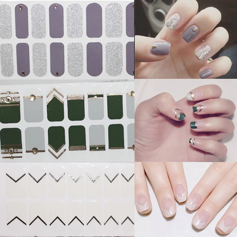 Минималистичный дизайн ногтей 22 наконечника/лист наклейка для полное покрытие