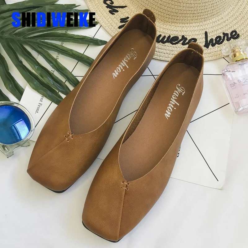

Women Ballet Flats Shoes PU Leather Slip on ladies Shallow Moccasins Casual Shoes Female Summer Loafer Shoes Women AB041