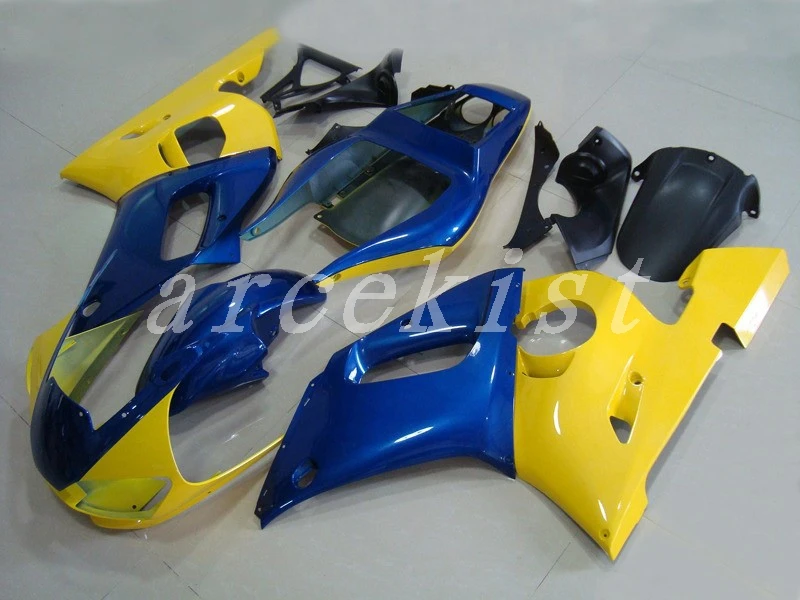 

НОВЫЕ комплекты обтекателей подходят для Yamaha YZF 600 R6 98 99 00 01 02 YZF-R6 1998-2002 ABS мотоцикл обтекатель набор Ковбой желтый синий хороший