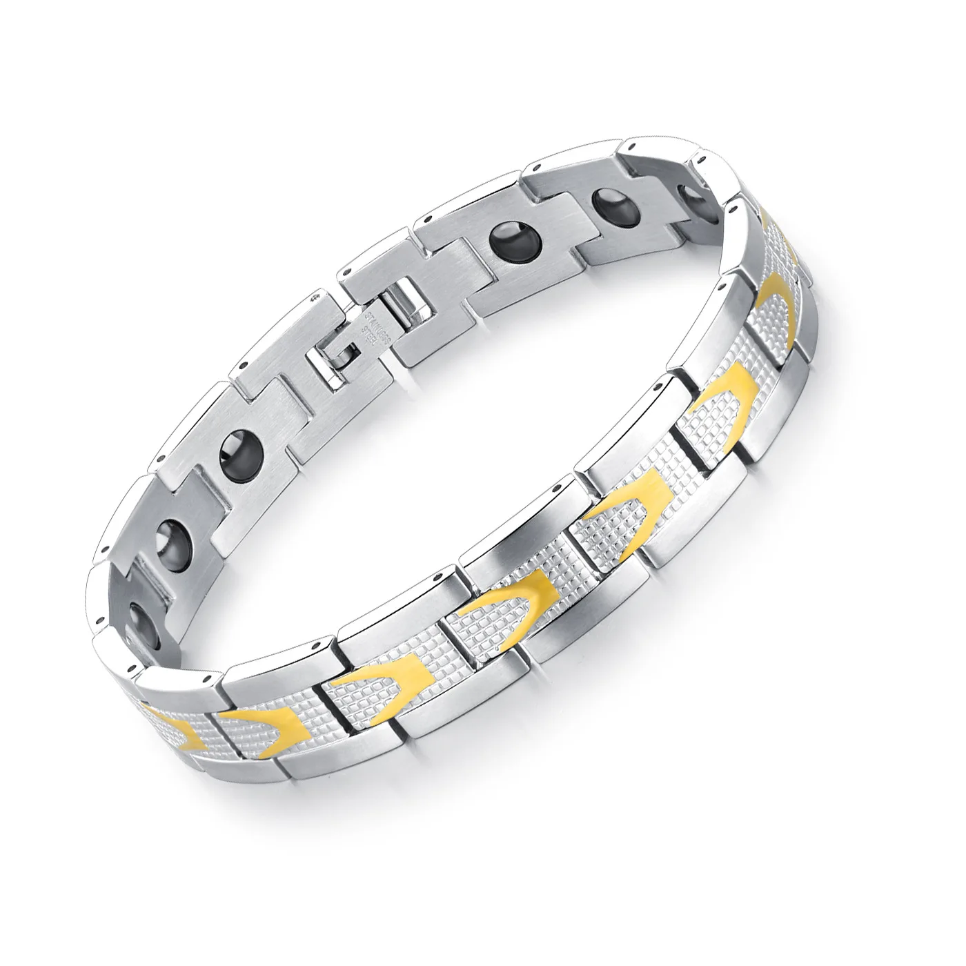 

European And American Hot Selling Fashion Atmosphere Stainless Steel Jewelry Crescent Gold Titanium Bracelet For Men