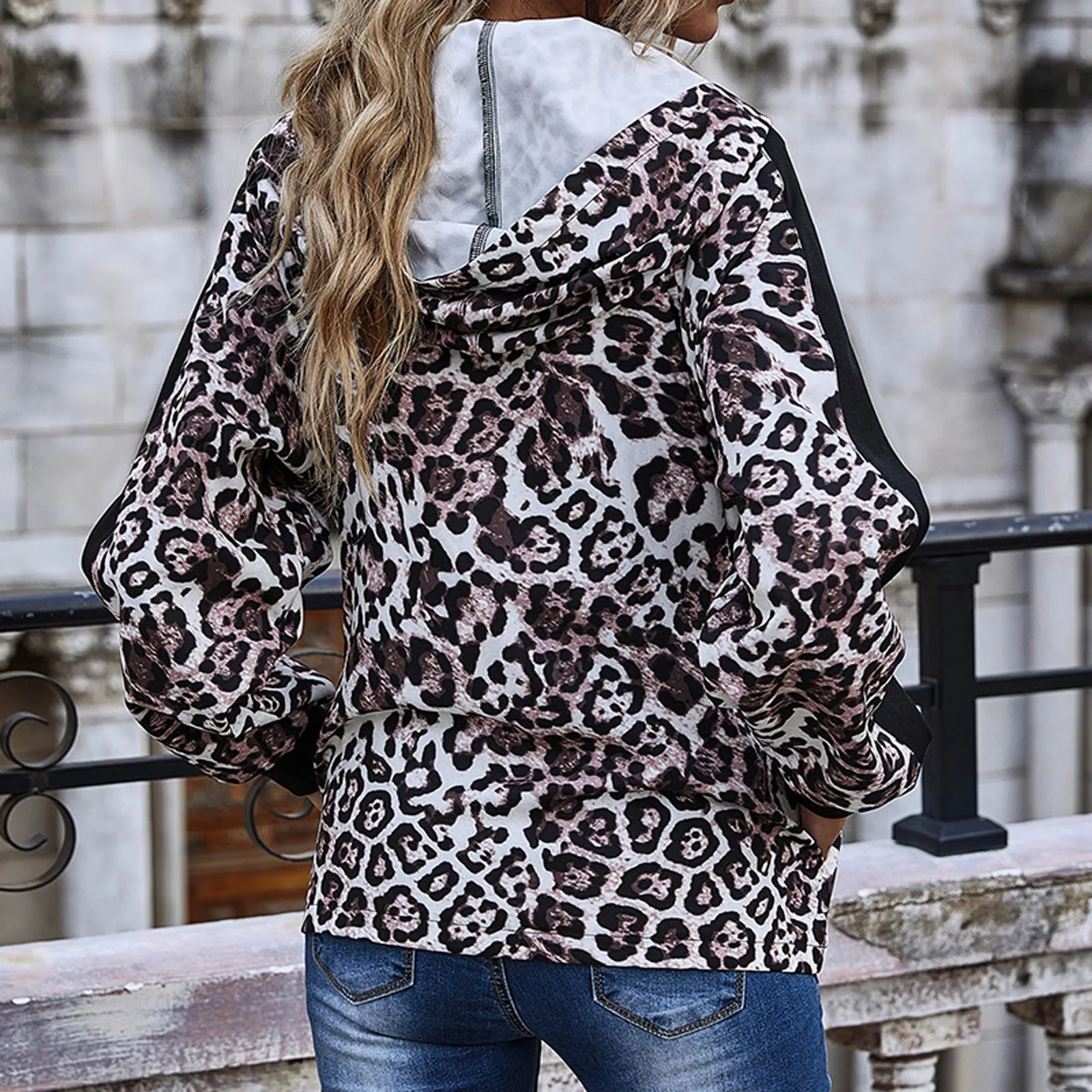 Новинка 2020 индивидуальный тренд с леопардовым принтом толстовка капюшоном