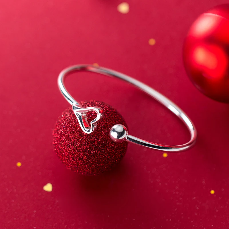 Женский браслет с полым сердечком Trustdavis из 100% стерлингового серебра S990 бусинами