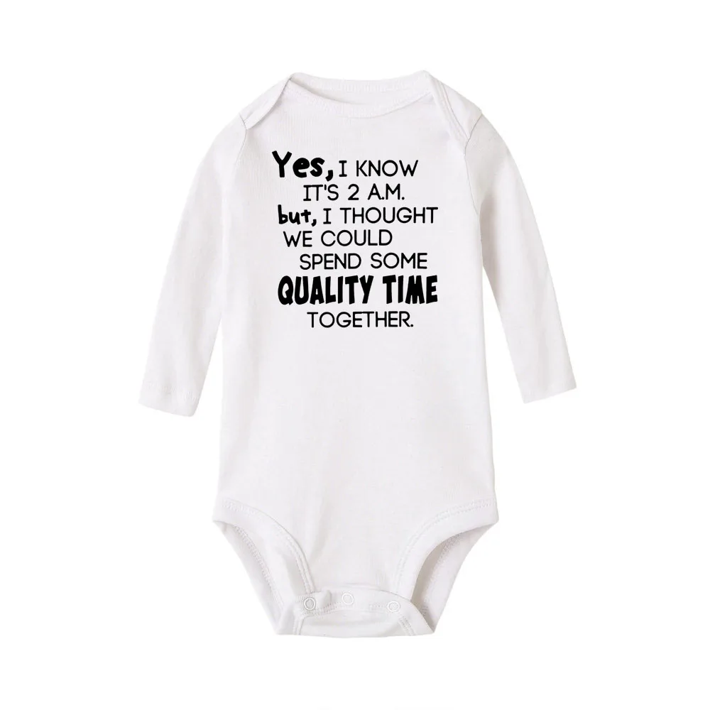 Yes I Know It's 2am But Thought We Could Spend Some Quality Time Together Baby Boy Romper Cheaper Long Sleeve Clothes |