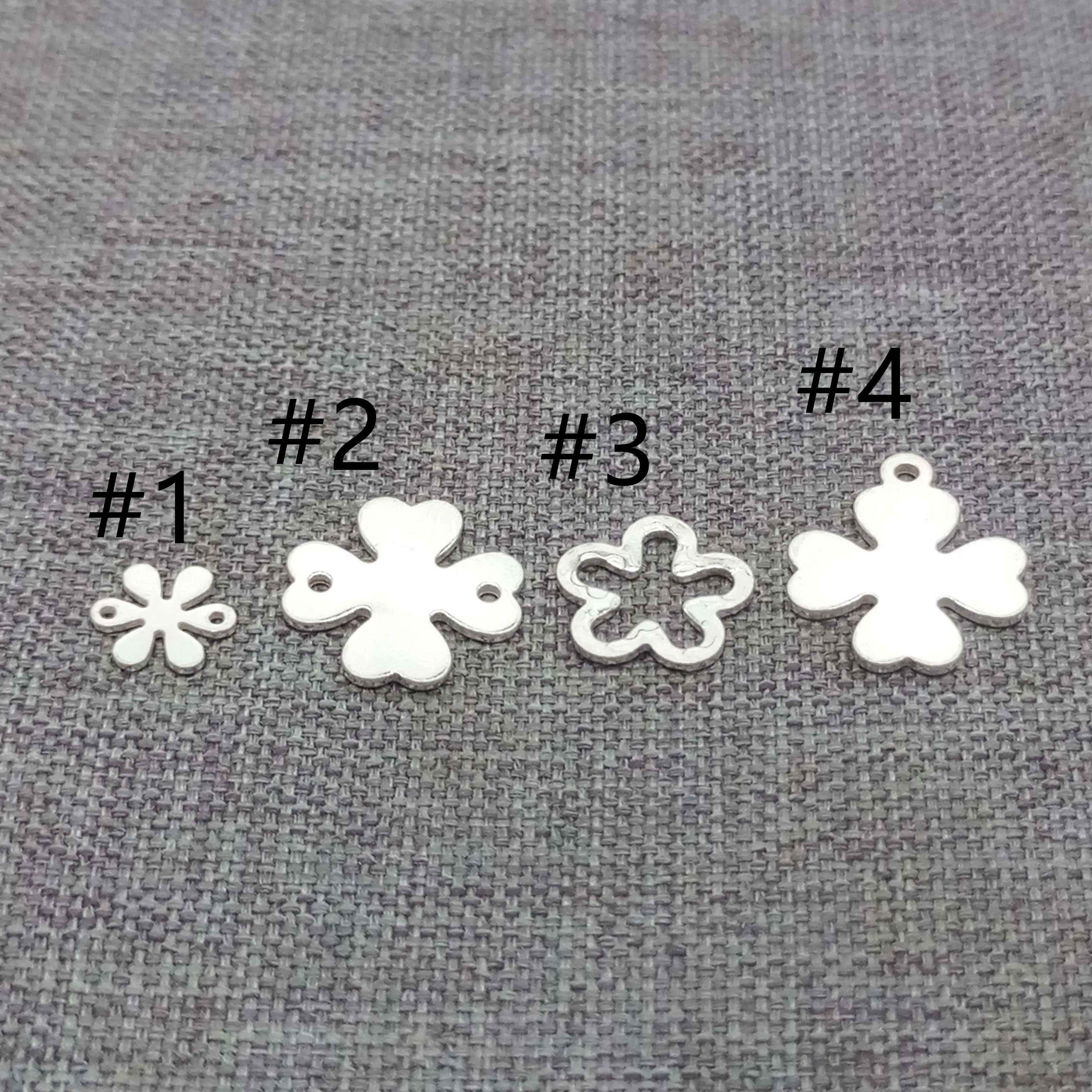925 Sterling Silver Small Clover Charms Lucky Flower Tags for Extension Chain Ends