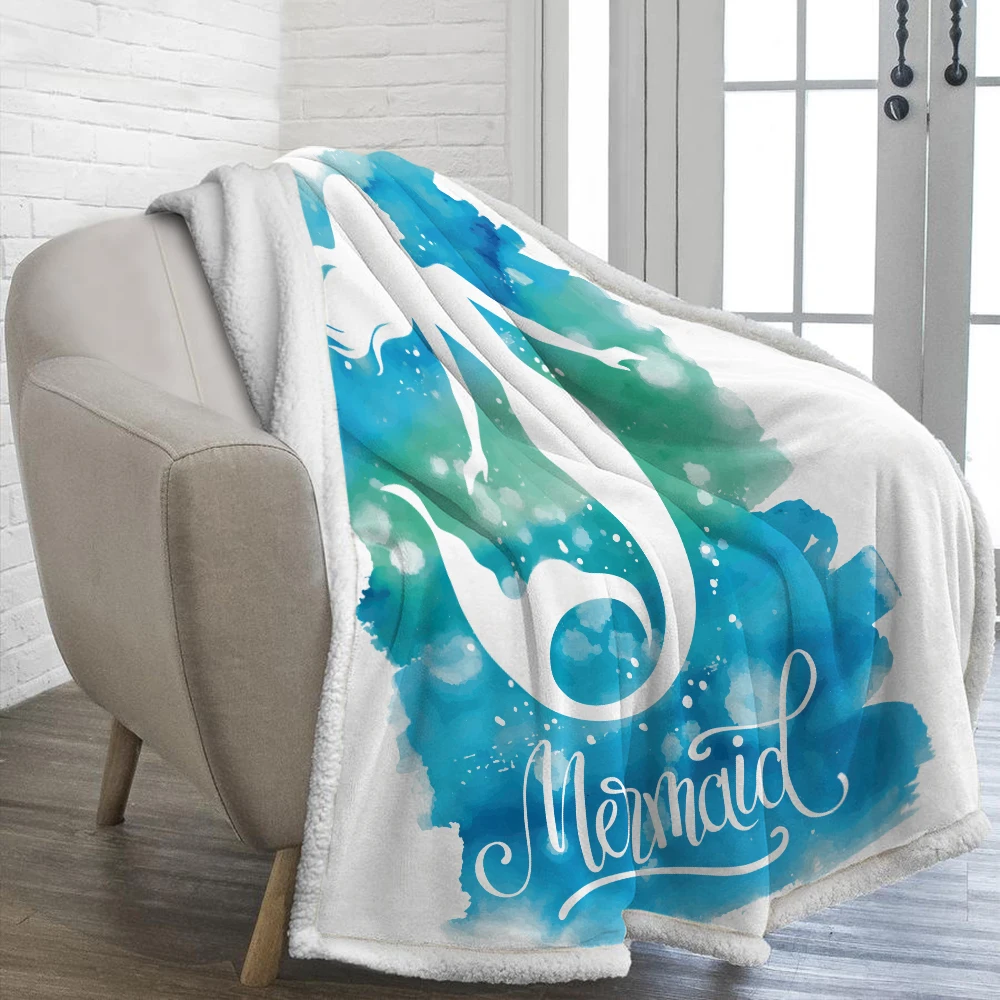 

Silstar Tex Mermaid Blue Blanket Dreamly Adults/Kids Fleece Girls Blanket Sherpa Warm Blankets Bed Drop Shippng All Size