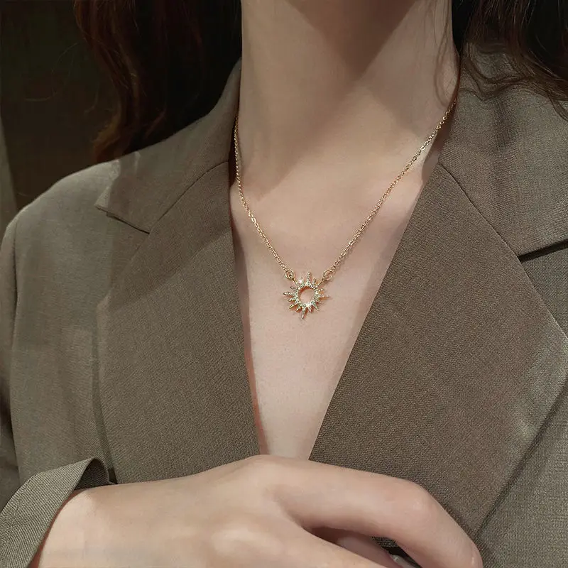 

925 Sterling Silver Link Chain Crystal Star Charm Necklace Pendant Christmas Jewelry For Women Wedding Choker dz175