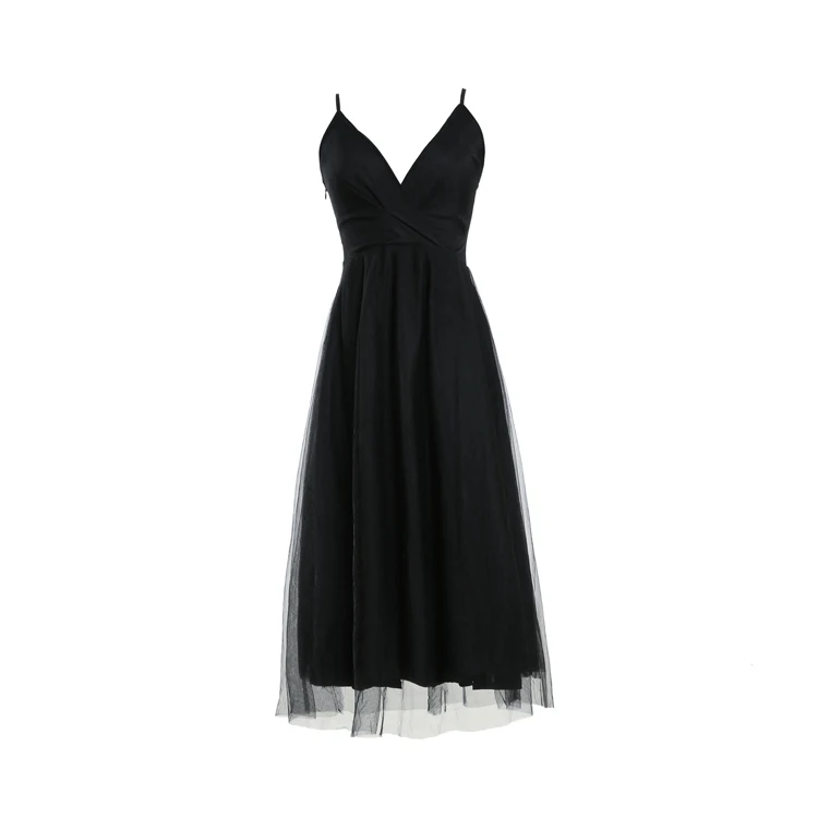 Женское фатиновое платье без рукавов черное или серое лоскутное на бретелях