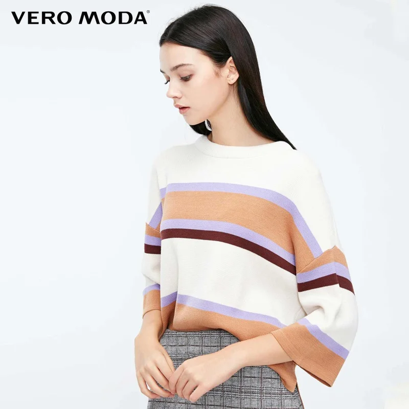 Женский свободный свитер в полоску разных цветов Vero Moda | 319124510 Женская одежда