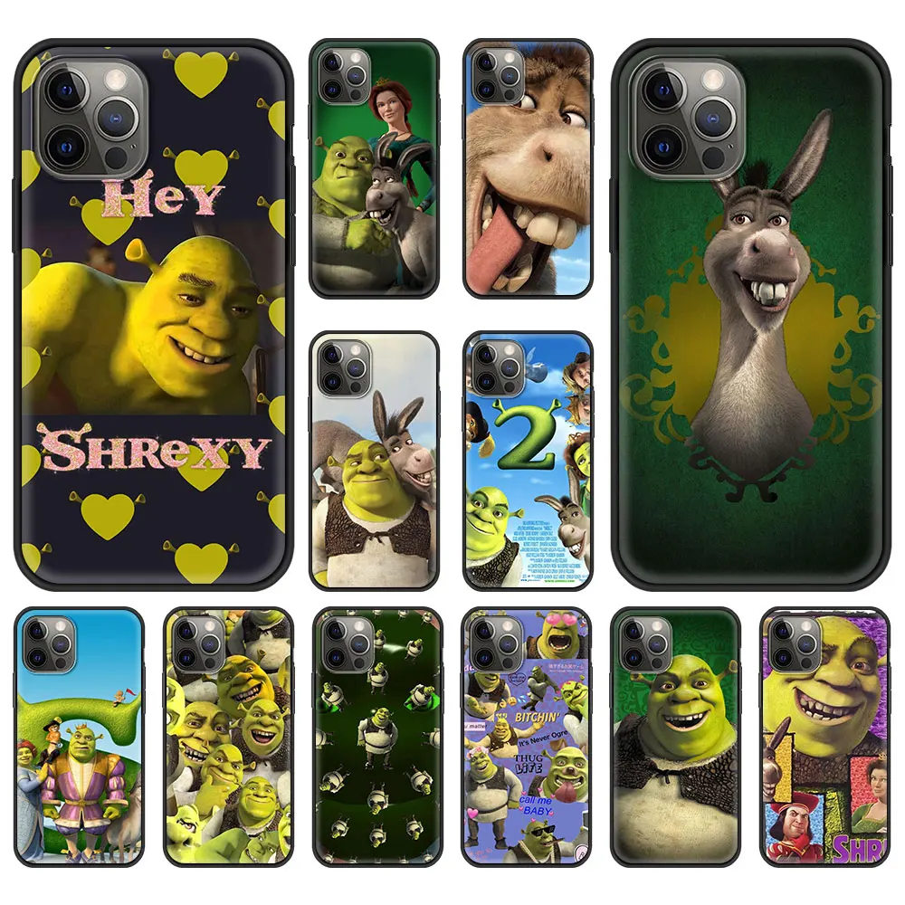 

Shrek Phone Case Bag For iPhone 11 12 Pro XS Max 8 7 Plus X XR Fundas Silicone Soft TPU Black Shockproof Shell Back Cover Coque