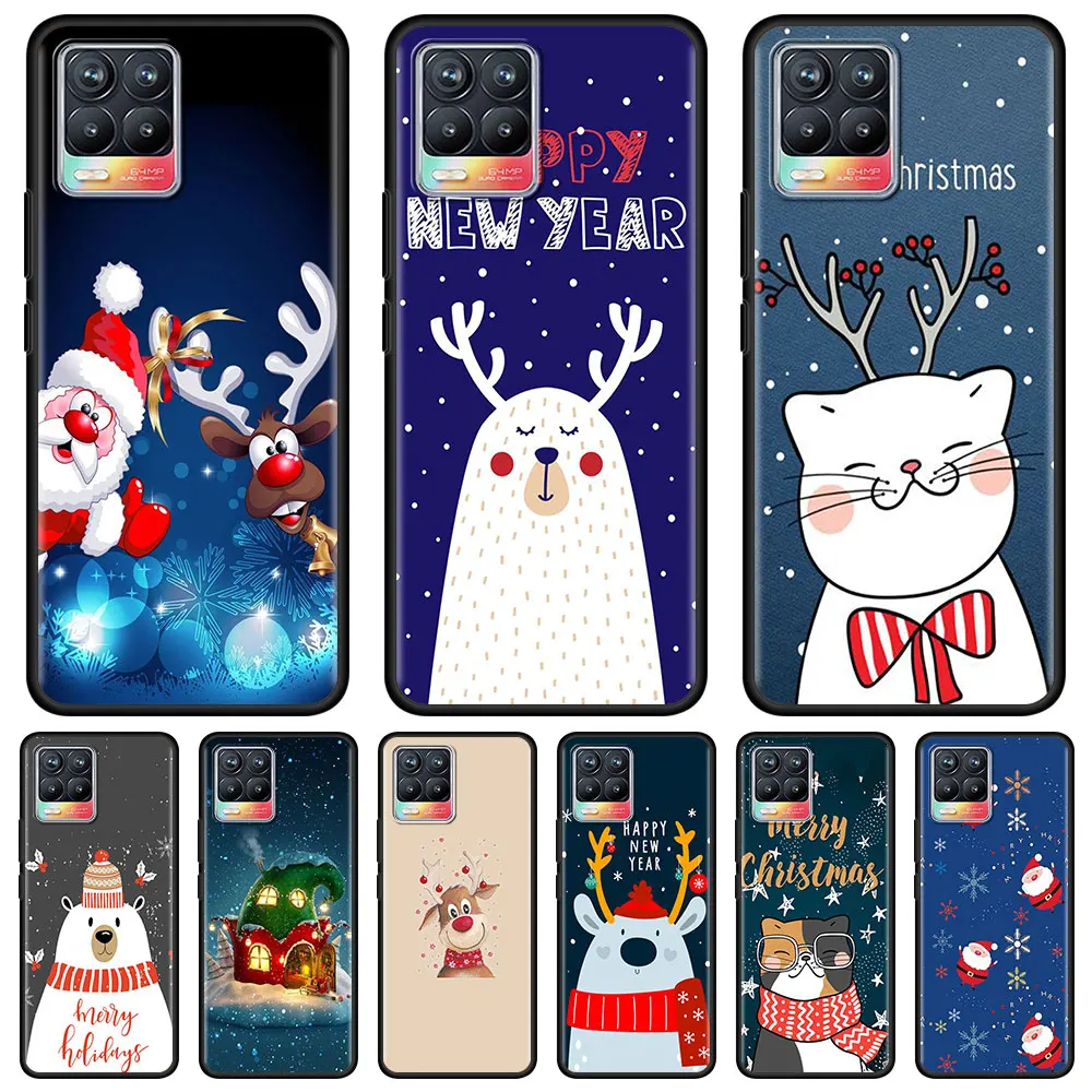 

Merry Christmas Cute Animals Phone Case for Realme 8 7 6 5 Pro XT GT Neo Cover for C21 C20A C15 C11 C3 X50 X7 Pro Ultra Coque