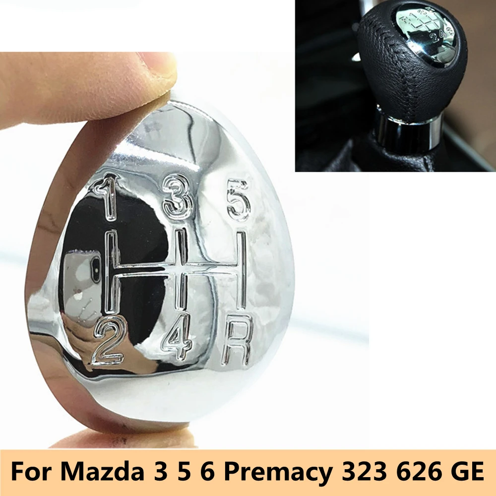 Chrome Styling Car Gear Shift Knob Emblem Badge Cover Gear Shift Knob Cap Emblem Cover For Mazda 3 5 6 Premacy 323 626 GE