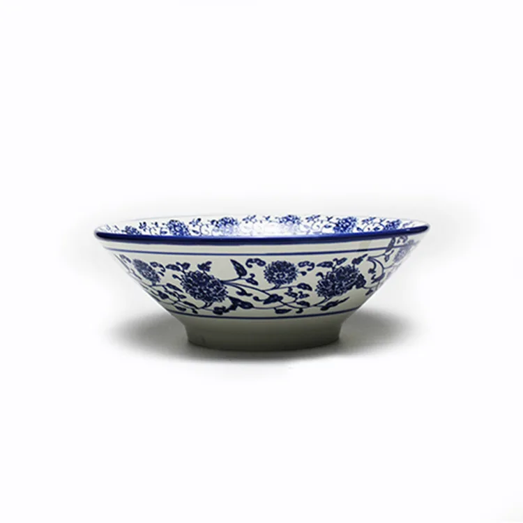 Сине белая фарфоровая керамическая чаша антикварная с трубой ведром 8 дюймов