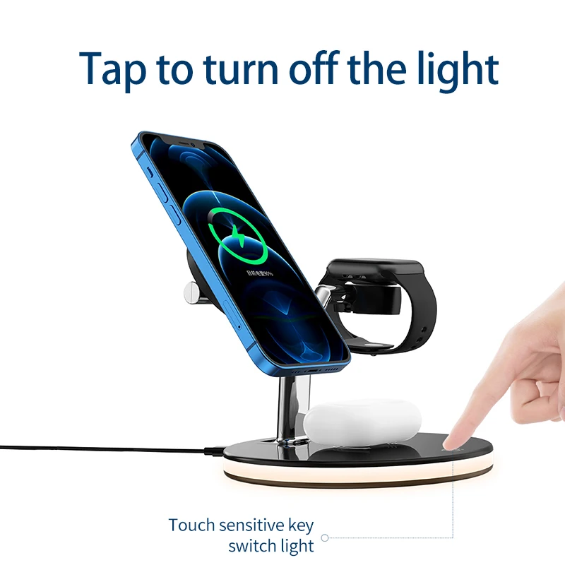 

GTWIN 3in1 Magnetic Wireless Charger 15W Fast Charging Station for Magsafe iPhone12 pro Max Chargers for Apple Watch Airpods pro