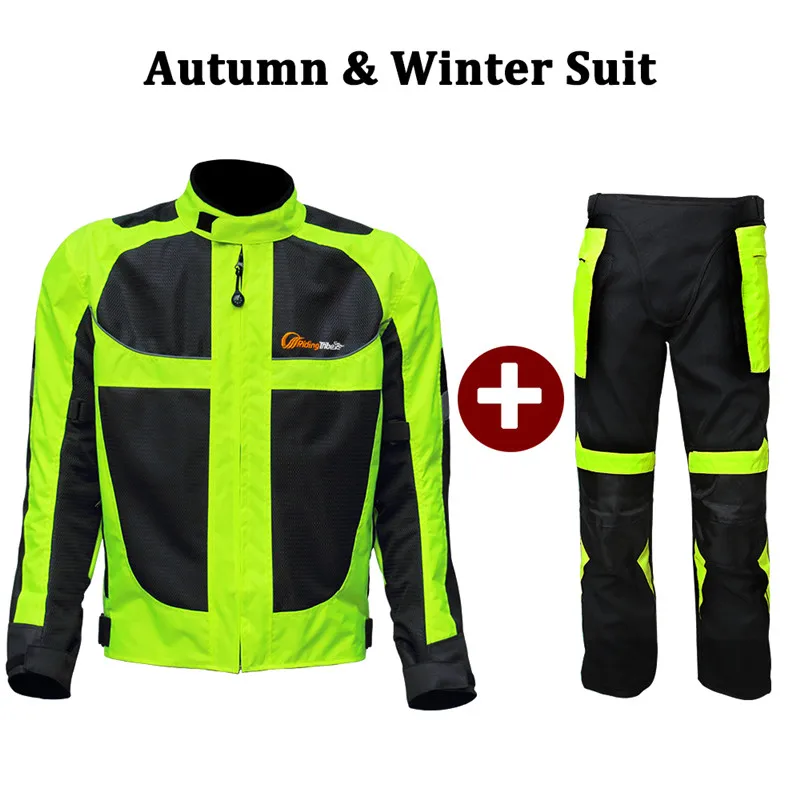 Winter Set Мотоциклетная куртка и брюки для девочек дышащая Летняя Сетка зима теплая гоночный костюм мотоцикл для верховой езды, отражающиеся Предупреждение Костюмы JK-21 - Цвет: Winter Set