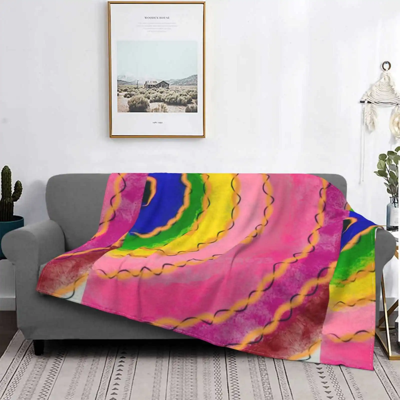 

Untitled Best Selling Room Household Flannel Blanket Abstract Rainbow
