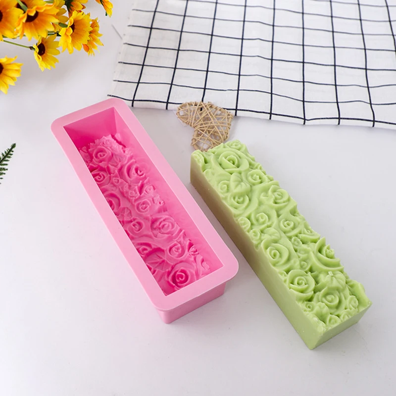 1pcs Rectangle Bloom Rose Flower Silicone Mold Wedding Birthday Party Soap Aroma Craft Gifts Mould Cake Chocolate Fondant Decors - купить по