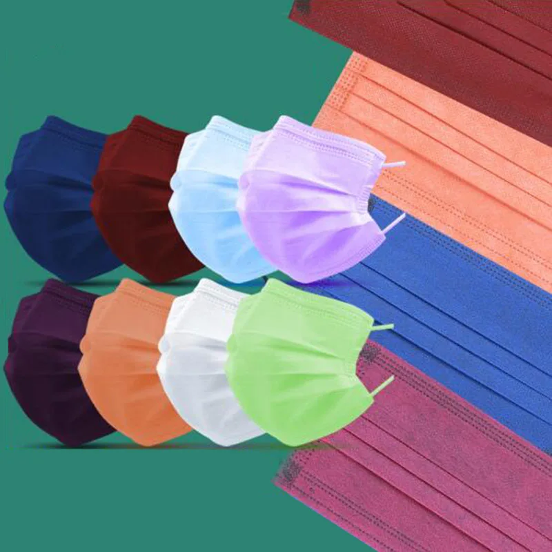 

10/20/50/100/200pcs Colorful Trendy Civilian Masks Disposable 3-Layer Non-woven Adult Mouth Mask Comfortable Breathable MASK
