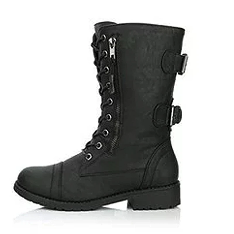 LOOZYKIT/Новинка мотоботы женские ботильоны с пряжкой кожаные в стиле панк на низком