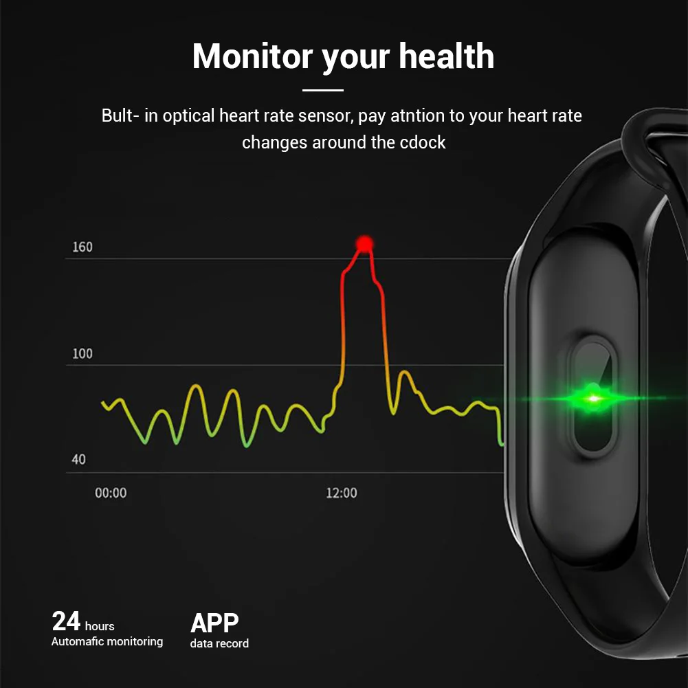 Мужчины Женщины Спорт M4 BT Bluetooth 4.0 Браслет Monitor Wristband сердечного ритма Фитнес Sleep