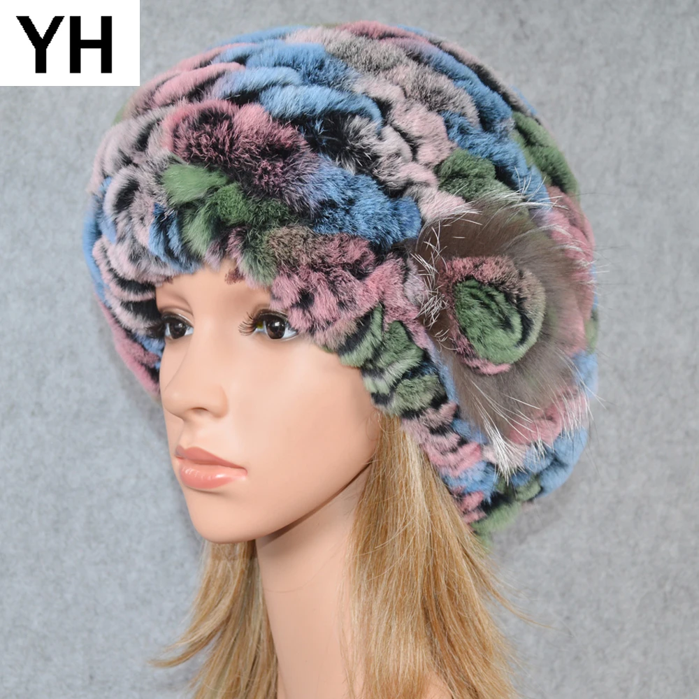 Оптовая и розничная продажа зимняя женская шапка из меха кролика Рекс