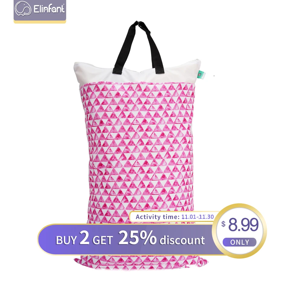 Elinfant 40*70 см большая висячая Влажная/сухая сумка для белья для подгузников с двумя молниями водонепроницаемая сумка для подгузников Детская сумка для подгузников