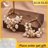 xlentag pure natural freshwater pearl earrings luxurious simplicity wedding birthday party gifts handmade jewelry ge0993a