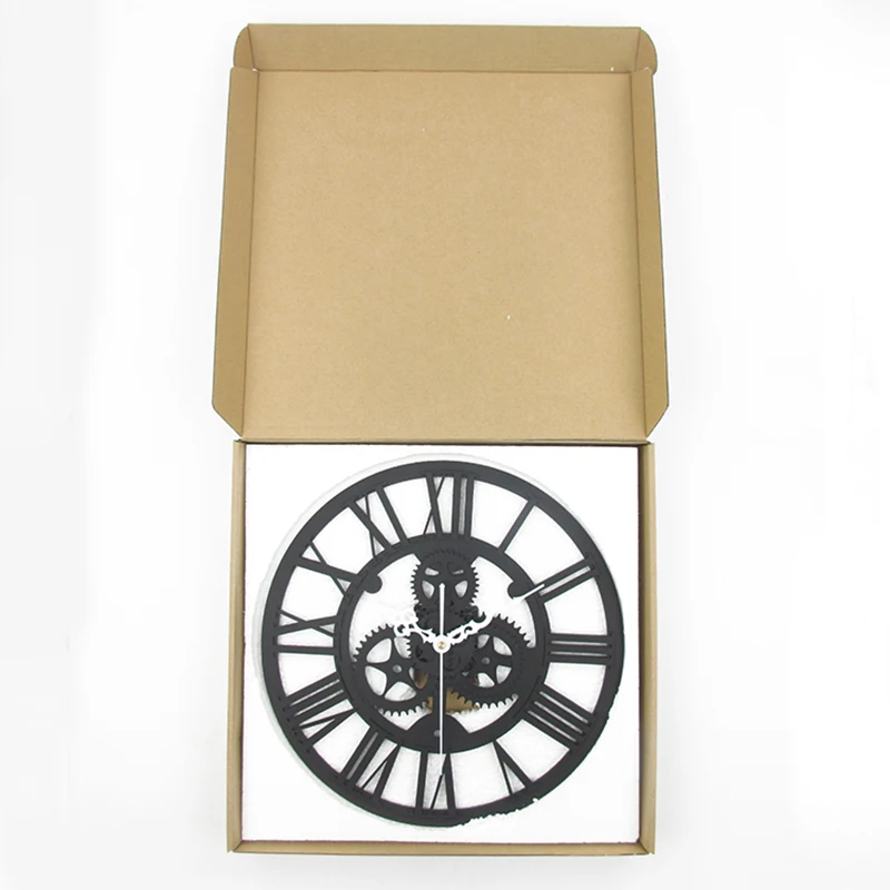 

2020 New Industrial Gear Wall Clock Decorative Wall Clock Industrial Style Roman Number Skeleton Quartz Clocks for Living Room