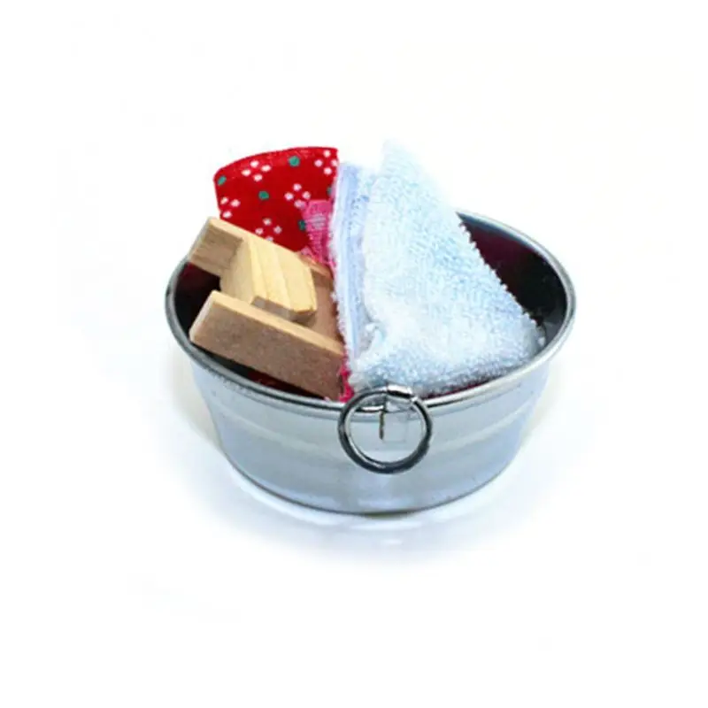 

Simulation Mini Washtub Wash Tank Washboard 1:12 Miniature Dollhouse Accessories Crafts Toys Bathroom Decoration