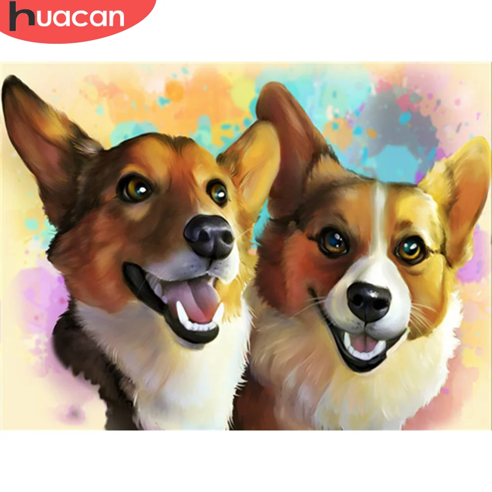 HUACAN вышивка кристалами животные алмазная мазайка собаки картины стразами