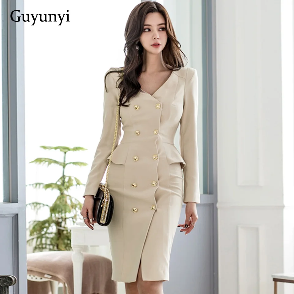 

Платье женское осенне-зимнее деловое с высокой талией и длинным рукавом