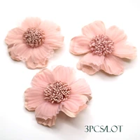3pcslot korean artificial flowers patches for clothing diy sew on floral parches embroidery fabric flower for dresses bag hats