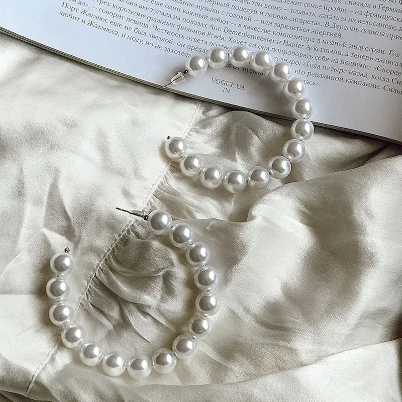 Модные большие серьги с имитацией жемчуга в Корейском стиле для женщин массивные