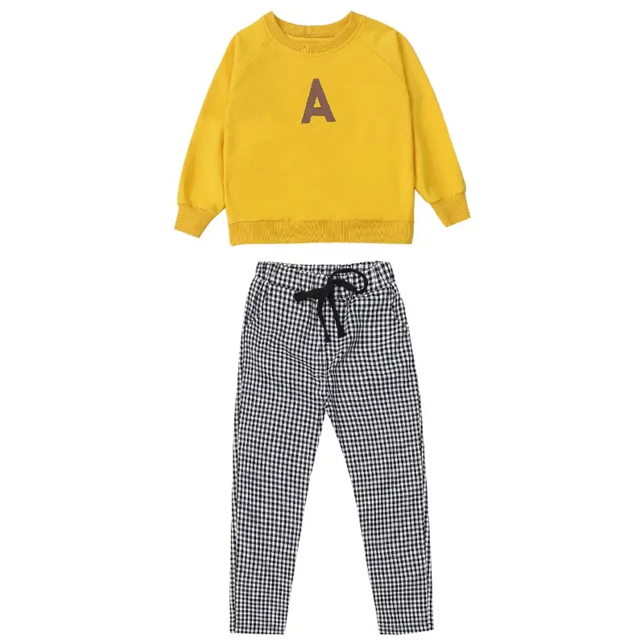 Спортивная одежда для девочек свитер с надписью + штаны комплект одежды из 2
