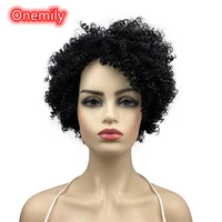 onemily short kinky curly hair wigs for women girls with bangs hair afro heat resistant synthetic hair wigs theme party out fun
