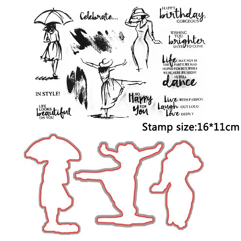 Металлический трафарет с обезьяной танцующей девушкой прозрачный штамп для