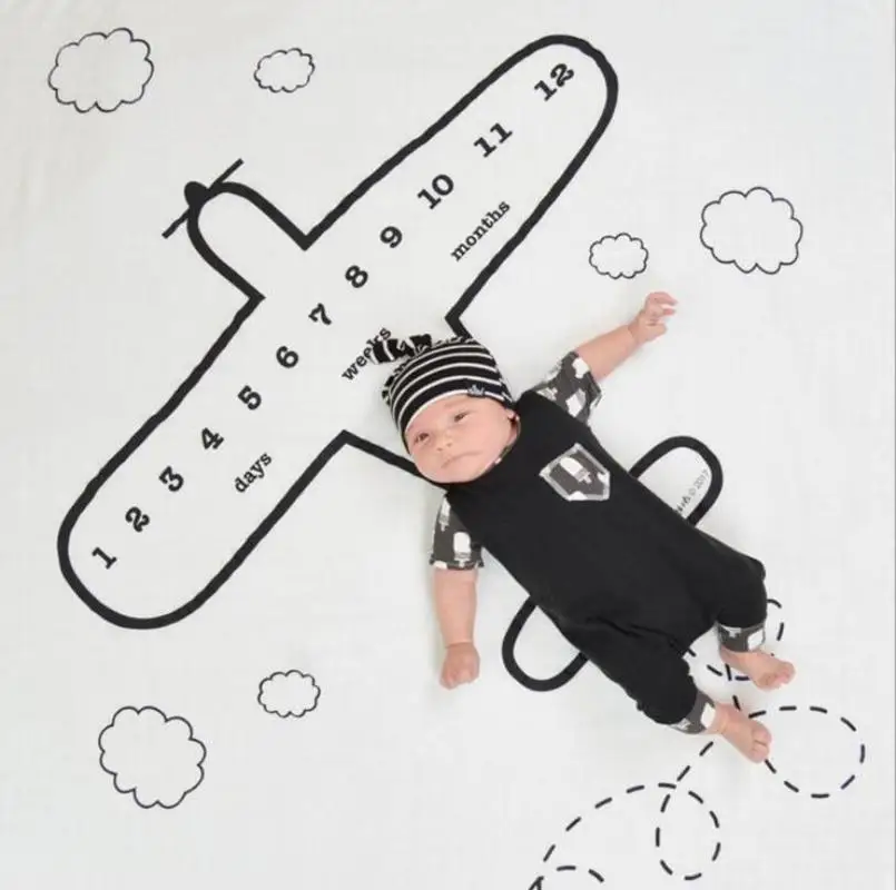 

Newborn baby Monthly Growth Milestone Blanket photography props Background Cloth Commemorate Rug 100 x 100cm