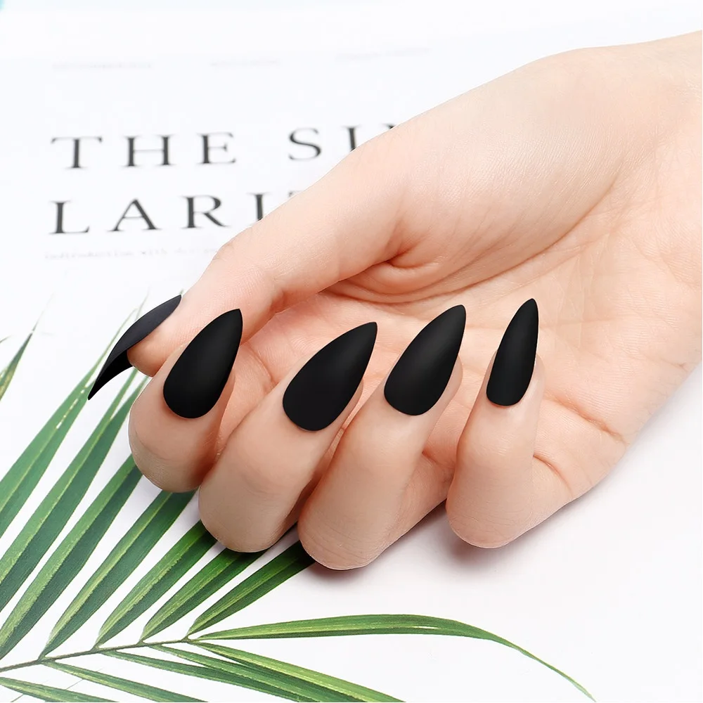 24 шт. Длинные накладные ногти с полным покрытием длинные квадратные клеем стикер