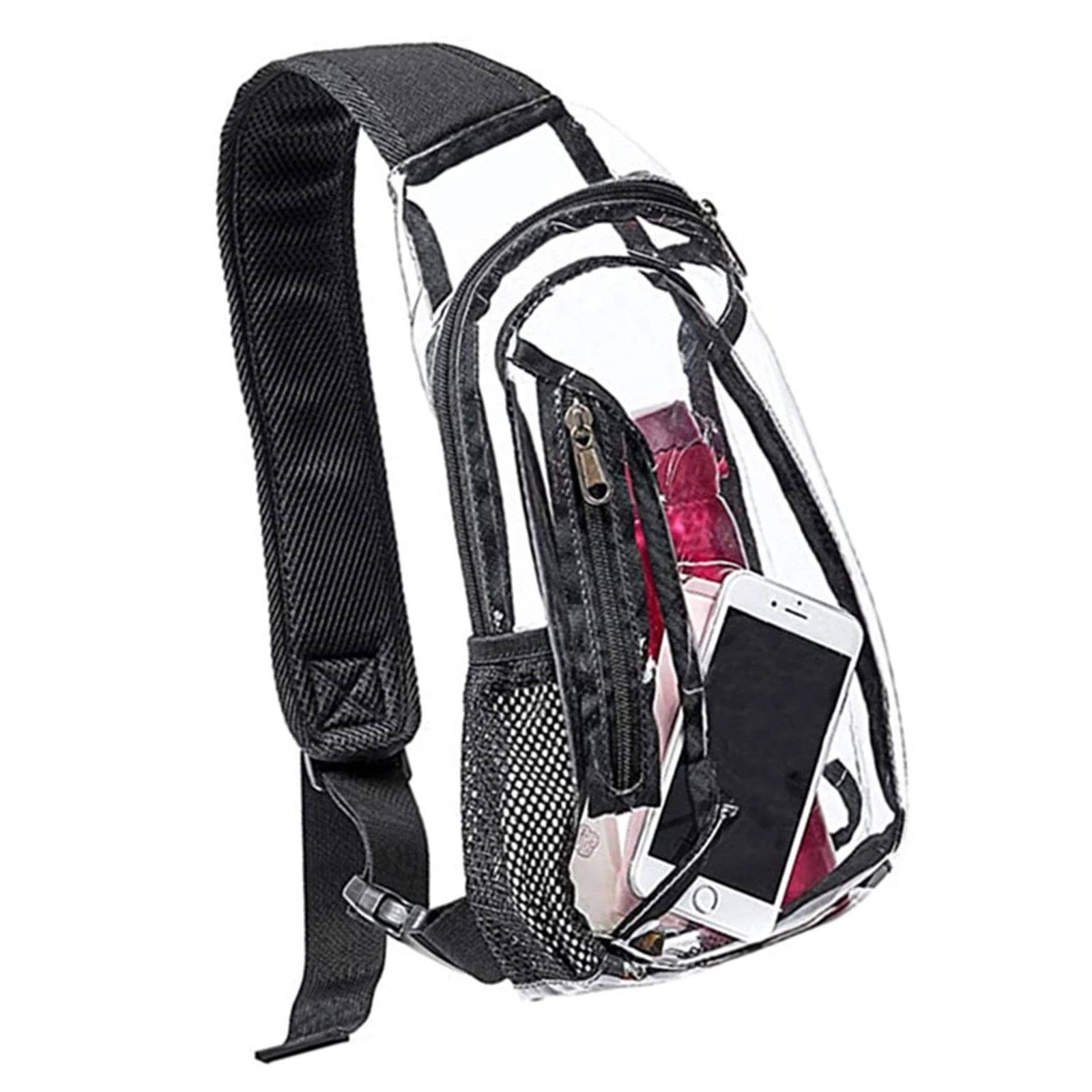 

New Clear Sling Bag Stadium Approved See Through PVC Chest Bag With Front Zipper Pocket For Stadium Concert Travel Gym Bag