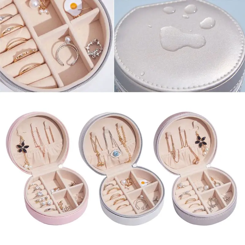 

Jewelry Travel Organizer Small Jewelry Box PU Leather Women Girls Traveling Jewelries Case and Portable Jewellery Box