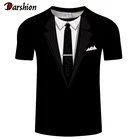 3D футболка Забавный виртуальный костюм летняя мода короткий рукав Уличная галстук-бабочка для смокинга 3D печатные футболки для мужчин виртуальный жилет футболка