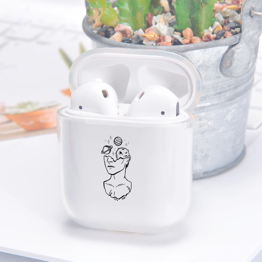 Чехол для Apple Airpods 2/1 с простым любовным текстом и динозавром мягкий прозрачный
