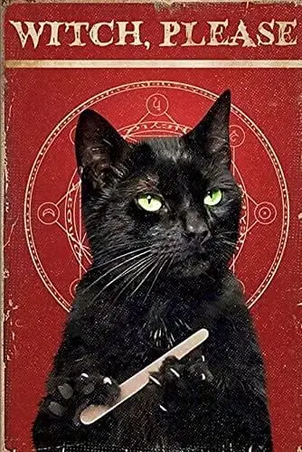 

Черная кошка, металлическая жестяная вывеска, пожалуйста, Ретро Хэллоуин, жестяная вывеска для оформления стен на улице