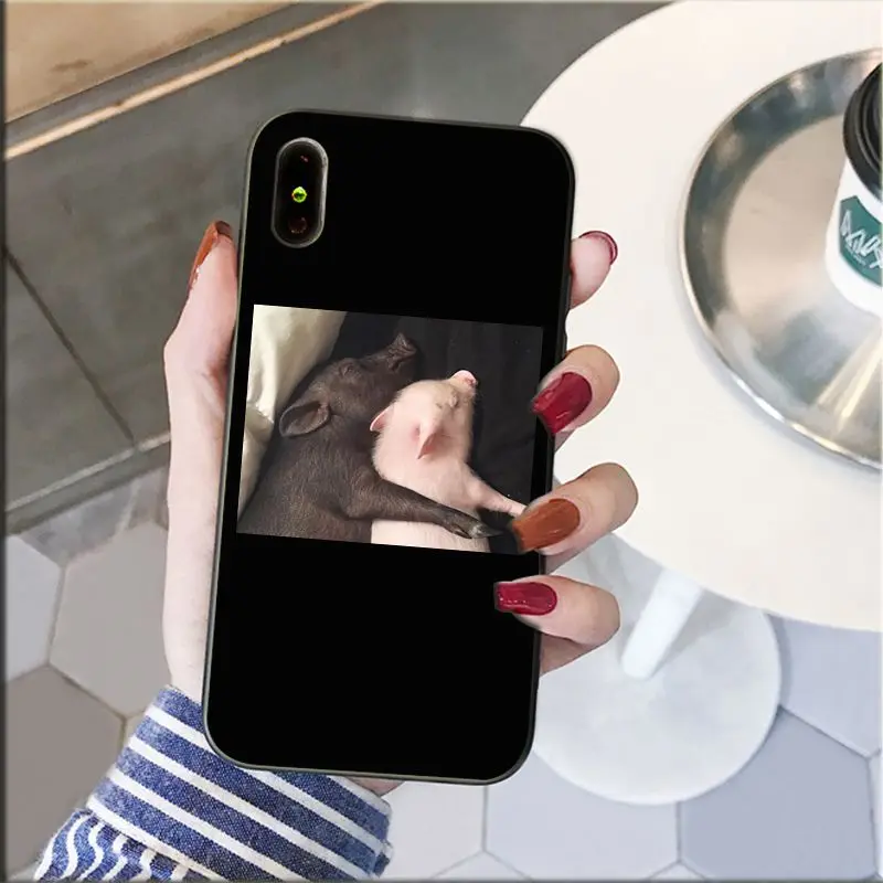 Милый маленький розовый чехол для телефона с изображением животного свиньи