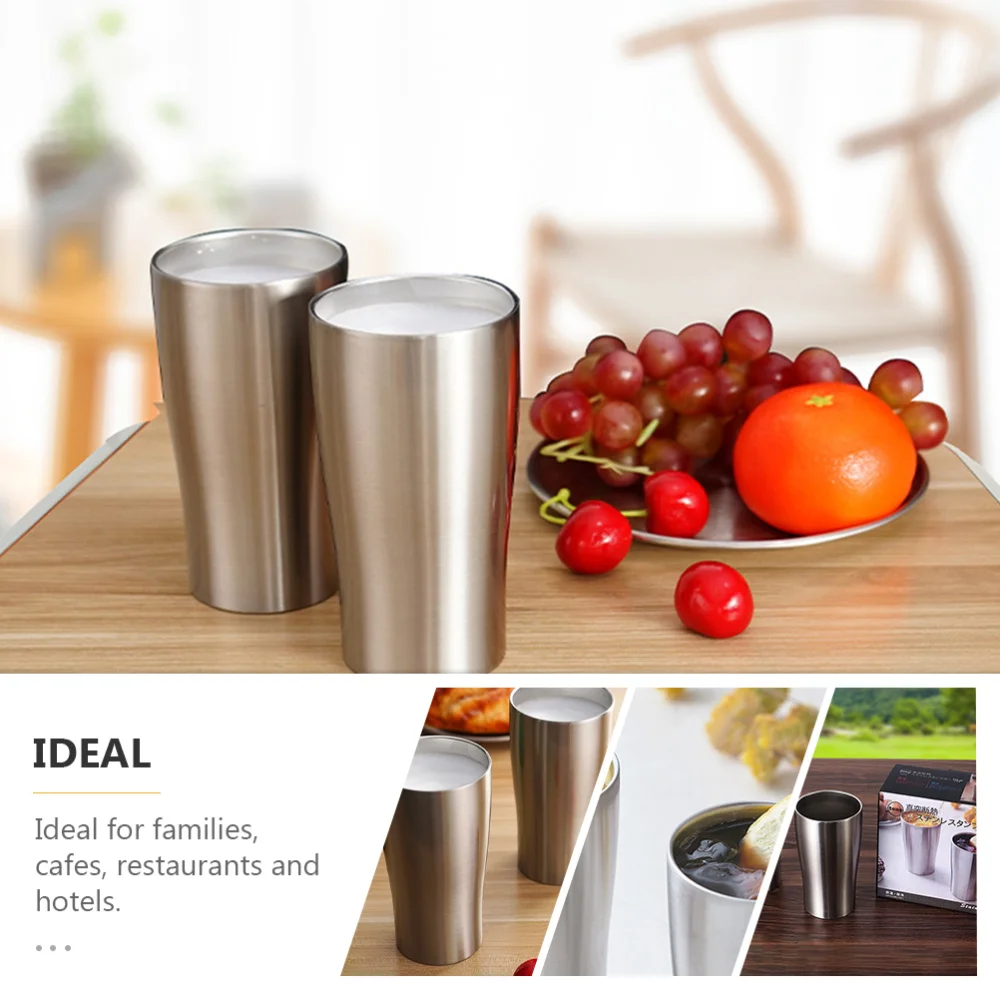 

2pcs Outdoor Stainless Steel Cups Camping Beer Cups Insulated Coffee Cups