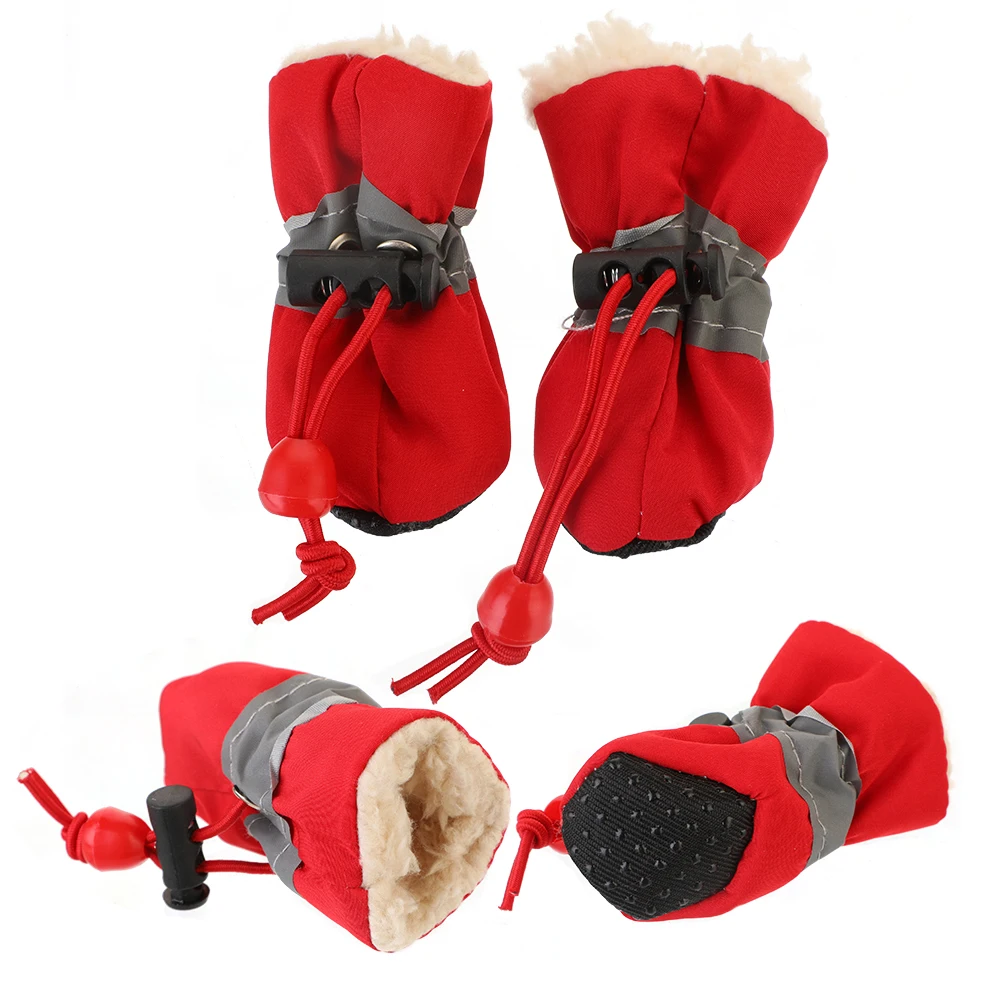 4 шт. Обувь для собак осенне-зимняя плюшевая бархатная 7 размеров обувь маленьких