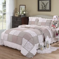 chausub patchwork cotton quilt set 3pcs quilted bedspread on the bed blanket lightweight queen size pastoral coverlet set