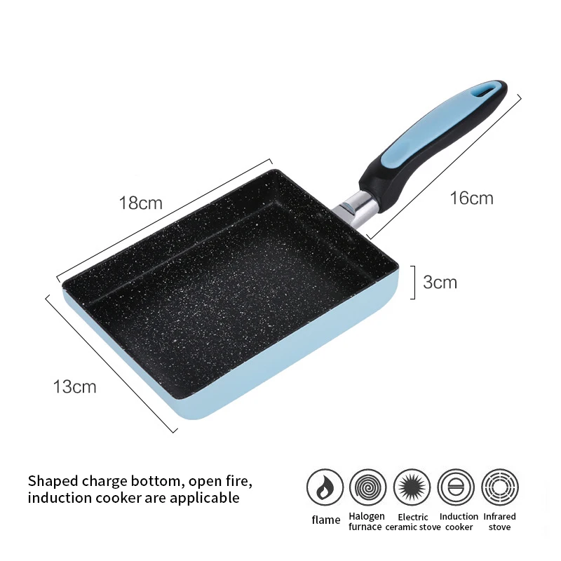 

Japanese-style Frying Pan Aluminium Alloy Non-stick Egg Pancake Quiche Pans Rectangle Mini Cookware Home Kitchen Utensils
