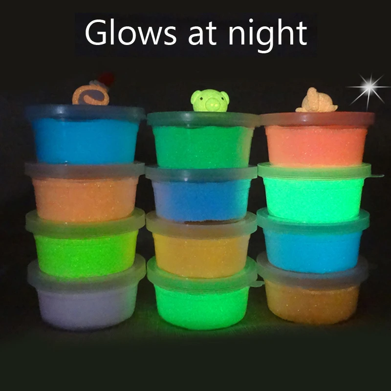 

Air Dry Playdough Glows clay Light Soft Modeling Jumping Foam Plasticine Toy For kids Noctilucence Clay Polymer toys for child