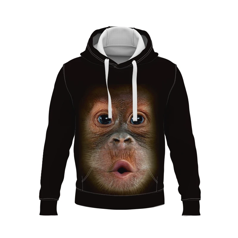 

Толстовка с капюшоном для мужчин и женщин, свитшот с рисунком животного, орангутан, модные пуловеры для мальчиков и девочек, верхняя одежда ...