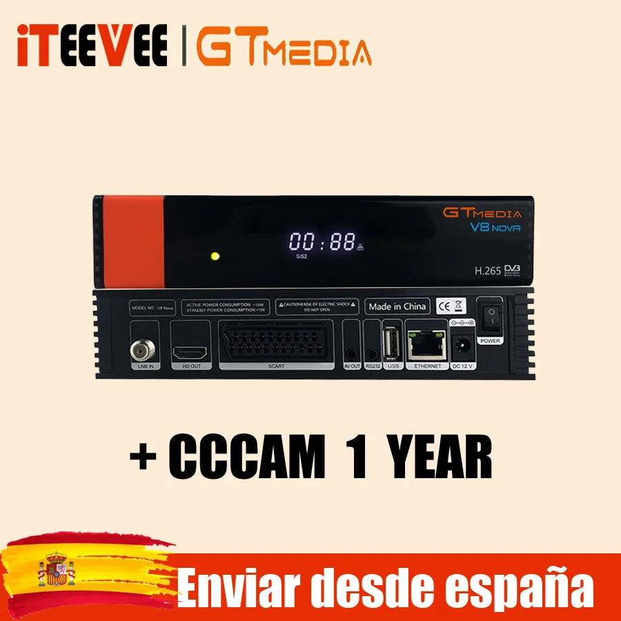 Orange add cline Ресивер Gtmedia V8 NOVA H.265 лучше freesat V8 супер V9 супер телеприставка DVB S2 спутниковый ресивер ccam из Испании - Цвет: Orange add cline